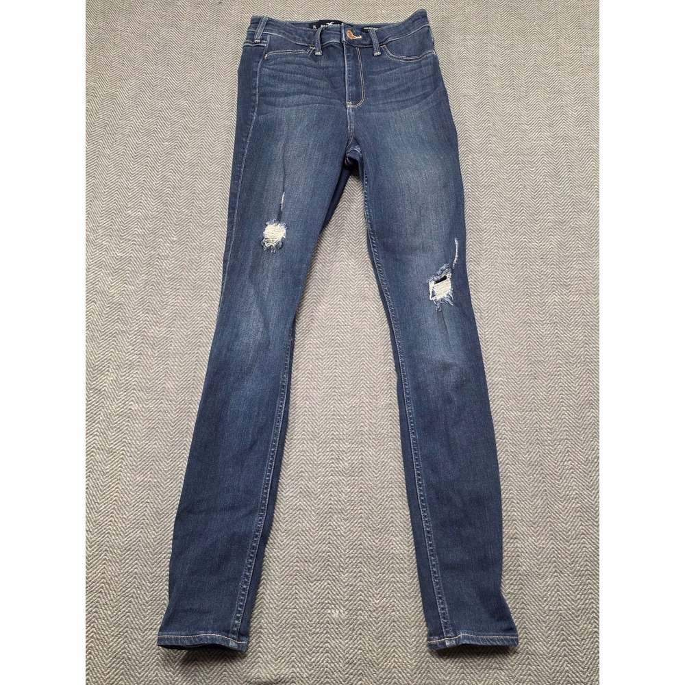 Hollister High Rise Jean Legging Stretch Distressed Blue Womens Size 26x30